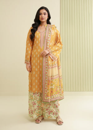Girls' Luxury Embroidered Jacquard 3-Piece Unstitched Suit